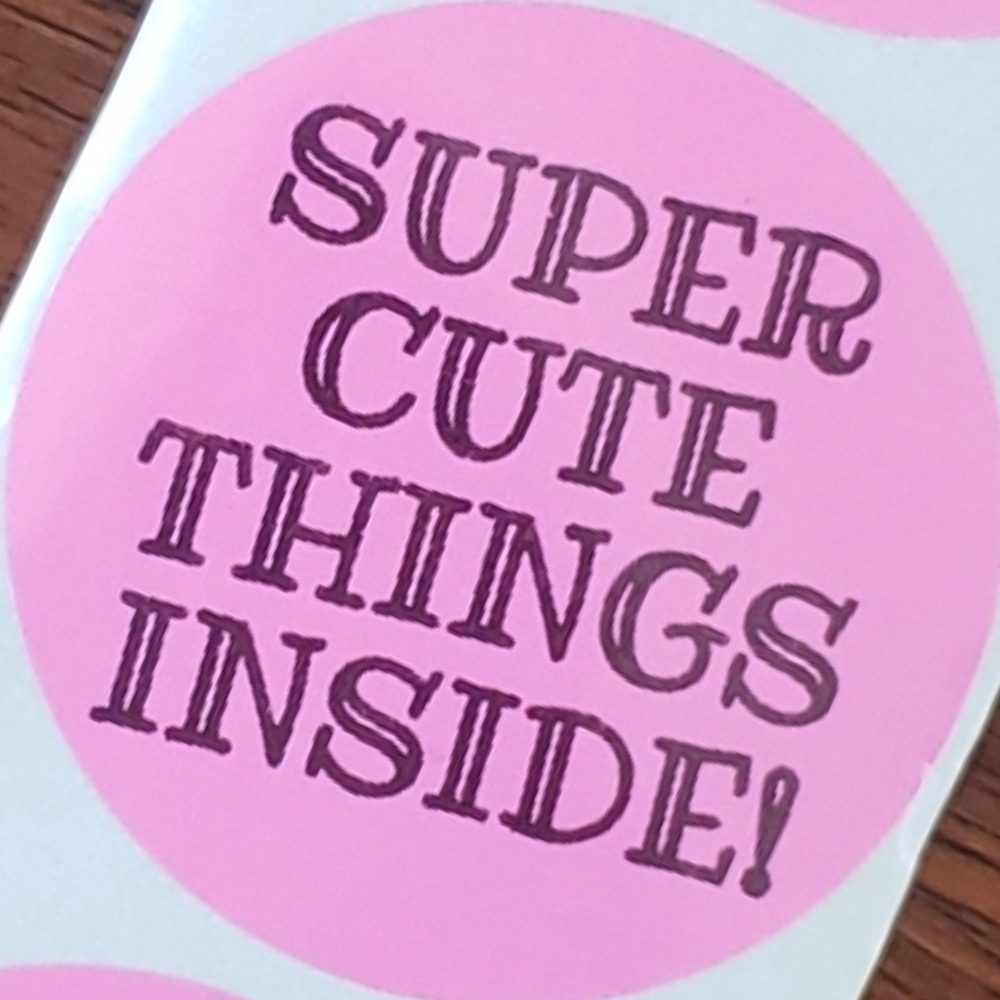 3/$15 Set of 50 STICKERS LARGE TWO INCH ROUND "SUPER CUTE THINGS INSIDE"